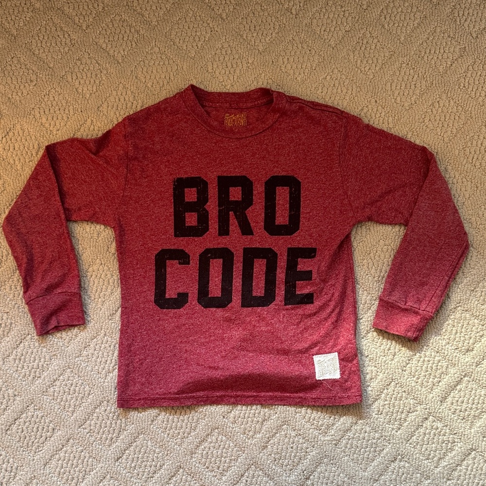 Original Retro Brand Red Long Sleeve "Bro Code" Tee Shirt